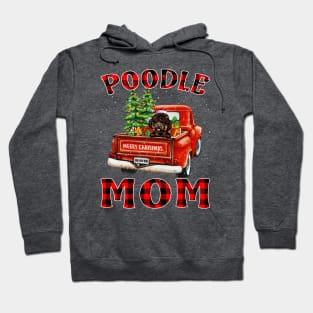 Christmas Poodle Mom Santa Hat Truck Tree Plaid Dog Mom Christmas Hoodie